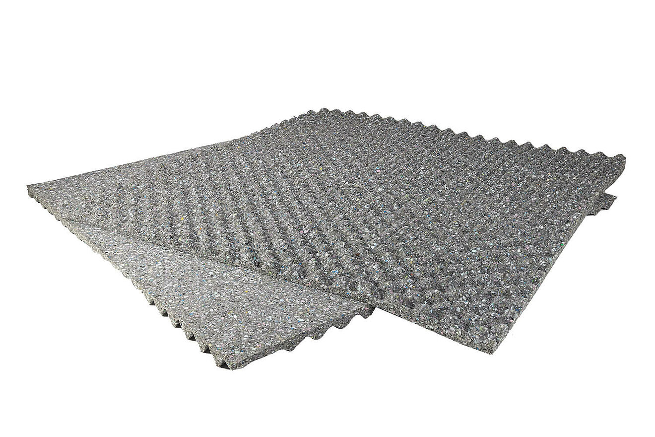 Grey dimpled mat “REGUPOL composite hydro” for drainage and building protection on a white background.